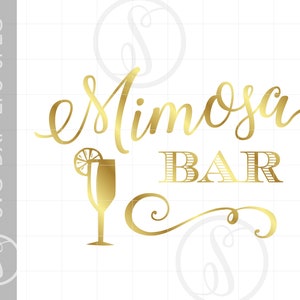 Segni oro Svg Party Bar | File in formato Svg Mimosa Bar | Mimosa d'oro Svg | Bere citazione segni Dxf Eps Png Silhouette Art | SC40G