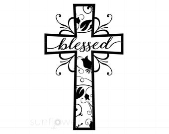 Blessed Cross SVG, Cross Clipart, Cross Cut File for Cricut, Cross Shape, Cross Silhouette, Cross File Svg Jpg Eps Pdf Png SC547