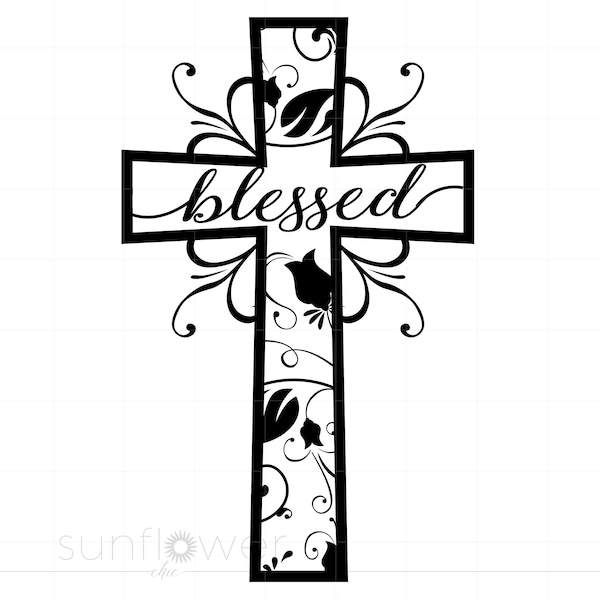 Blessed Cross SVG, Cross Clipart, Cross Cut File for Cricut, Cross Shape, Cross Silhouette, Cross File Svg Jpg Eps Pdf Png SC547