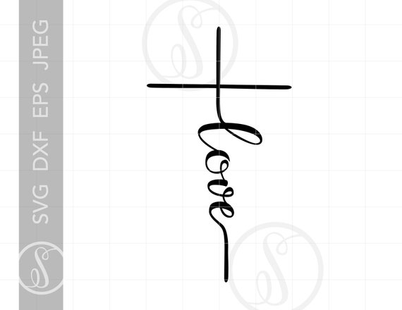 Download Love Script Cross Svg Cut Files Clipart Downloads Love Svg Etsy