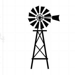 Windmühle SVG | Windmühle Clipart | Windmühle Silhouette Schnittdatei | Vektor-Windmühle-Svg Jpg Eps Pdf Png Dxf Download SC1142