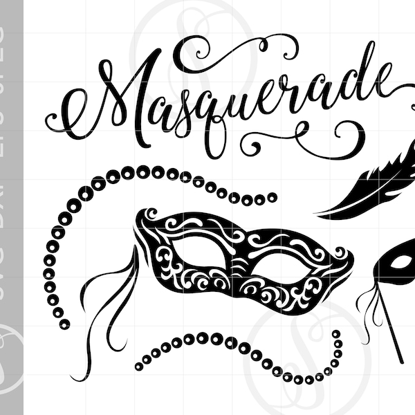 Masquerade Svg Cut File Clipart Downloads | Masquerade Dxf Pdf Silhouette | Masquerade Silhouette Cut File Downloads SC756