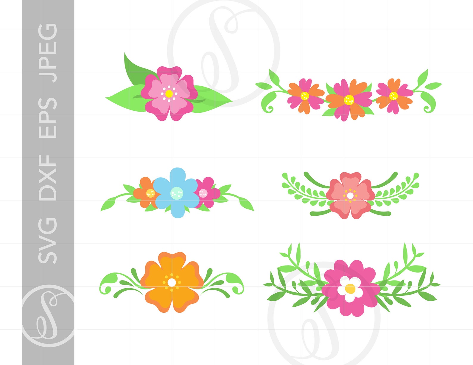 Flower SVG Clipart Floral Svg Flower Silhouette Cut File - Etsy