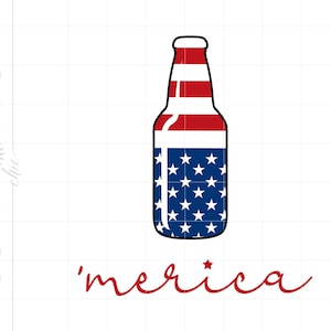 Merica Beer Svg | American Flag Beer Svg | 4th of July Svg | Patriotic Beer Bottle T Shirt Cricut Silhouette | USA Beer Svg SC2306
