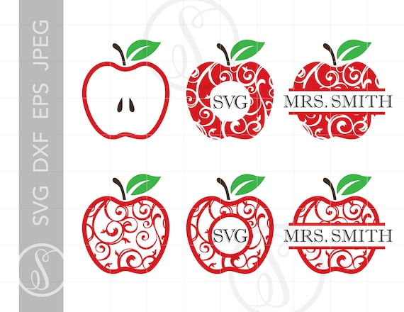 Download Apple Monogram Split Frame Svg Jpg Eps Png Scroll Pattern Sc861