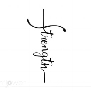 Strength Cross Script Svg Download, Strength Faith Svg Png Cricut Silhouette Cut File, Instant Download SC1343