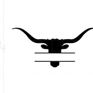 Longhorn Split Frame SVG, Cowboy Svg Clipart Silhouette Cut File, Vector Longhorn Svg Jpg Eps Pdf Png Dxf Downloads SC1219