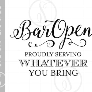 BAR offen Svg Zeichen Kunst | Svg-Datei signieren trinken | Party-Bar Dekor Zeichen Dxf Eps Png Silhouette Kunst | SC36