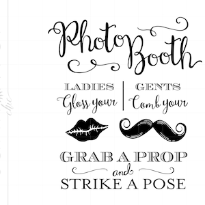 Photo Booth Svg Schilder | Props Sign Sprüche Svg Datei | Lippen Mustache Motiv Zeichen Dxf Eps Png Silhouette | Plotterdatei für Cricut | SC44