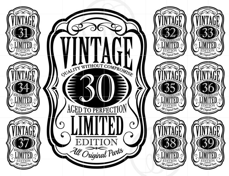 Vintage 30's Svg, Vintage 30-39 SVG Clipart, Aged to Perfection Cut ...