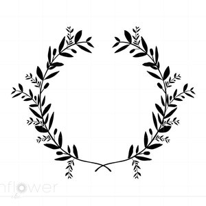 Laurel Wreath SVG Clipart, Floral Wreath Svg Jpg Eps Pdf Png Cricut Silhouette Cut File, Instant Download SC687