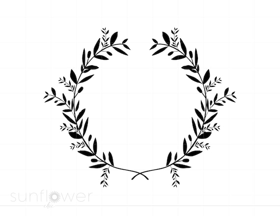 Laurel Wreath SVG Clipart, Floral Wreath Svg Jpg Eps Pdf Png Cricut Silhouette Cut File, Instant Download SC687