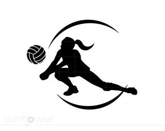 Descarga de Svg de voleibol, arte de camiseta de voleibol Svg Jpg Png Dxf Cricut Silhouette Cut File, descarga instantánea SC3730
