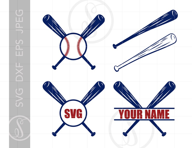 Download Baseball Monogram SVG Baseball Bat Clipart Download | Etsy