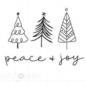 Christmas Svg | Peace and Joy Christmas Trees SVG | Christmas Cricut Silhouette Cut Files | Vector Christmas Shirt Download SC2770