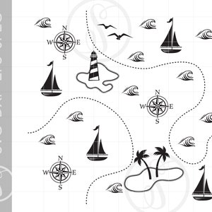 Nautical Map SVG | Nautical Map Silhouette Cut File | Vector Nautical Map Svg Jpg Eps Png Dxf Downloads SC1854