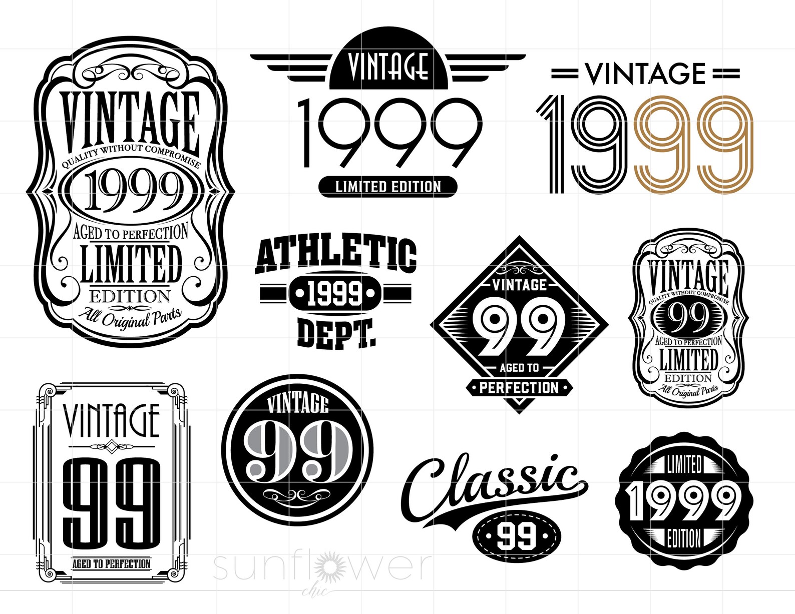 1999 SVG Bundle Downloads | 1999 SVG Clipart Designs | 1999 Birthday ...