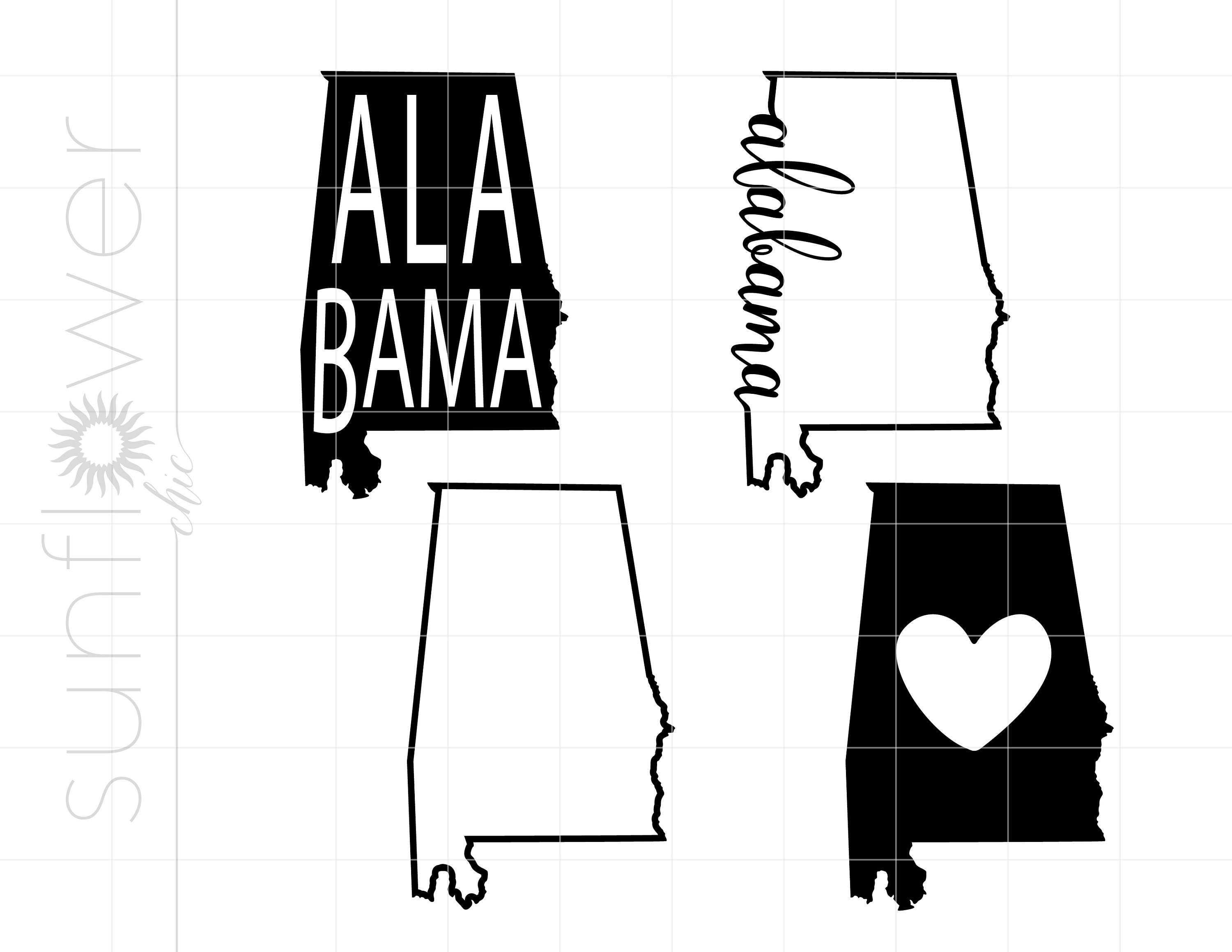 Alabama SVG Bundle State of Alabama Outline Svg File Etsy
