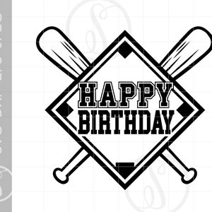 Happy Birthday Baseball Diamond Svg Cut File | Baseball Birthday Silhouette Download Svg Dxf Pdf Silhouette Art SC1543