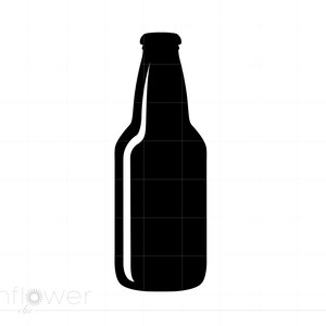 May include: A black silhouette of a glass beer bottle.