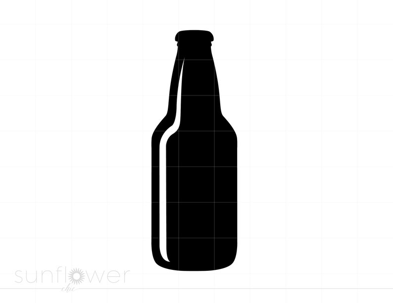 May include: A black silhouette of a glass beer bottle.