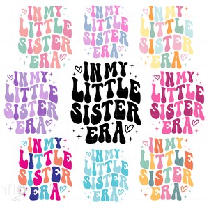 In meiner kleinen Schwester Ära Shirt svg Bundle, Groovy Buchstaben kleine Schwester svg Cricut Silhouette Art Instant Download SC3470