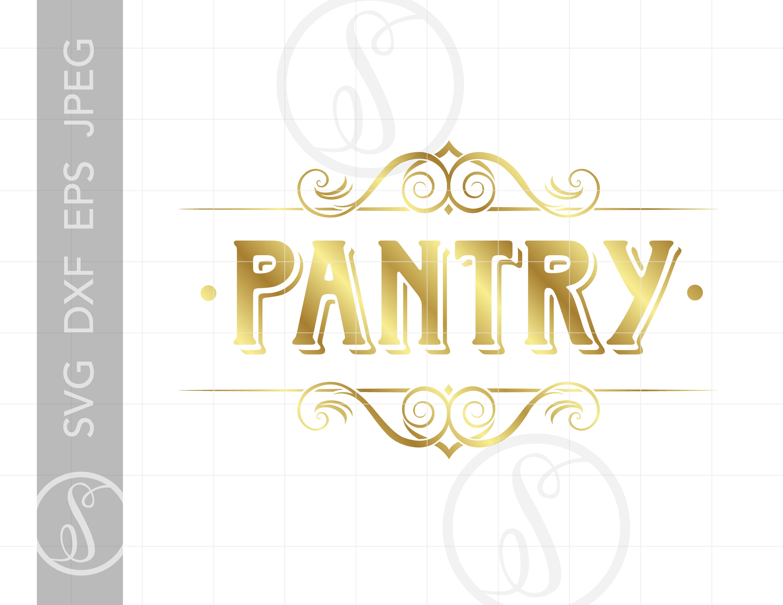 Pantry Letrero Gold PANTRY SVG Art Design | Pantry SVG Cut Files | Vector Pantry Sign ...
