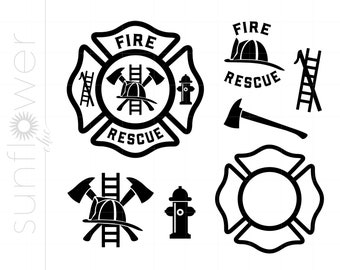 Fire Rescue Svg Downloads | Fire Fighter Emblem Svg | Fire Department Svg | Maltese Cross Svg | Fire Rescue Cricut Silhouette SC2735