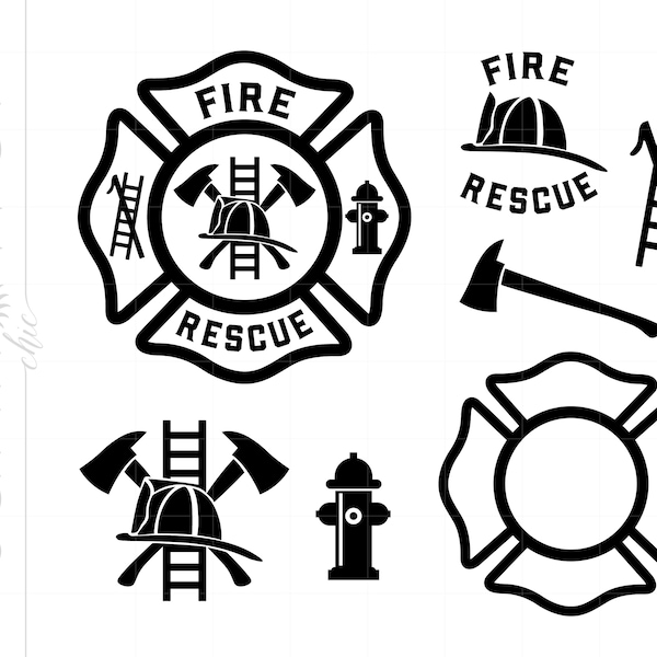 Fire Rescue Svg Downloads | Fire Fighter Emblem Svg | Fire Department Svg | Maltese Cross Svg | Fire Rescue Cricut Silhouette SC2735