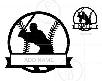 Baseball Name Frame SVG | Baseball Silhouette Download Cut File Monogram | Baseball Svg Jpg Eps Pdf Png Dxf Download SC1911