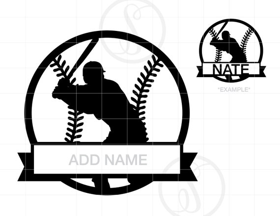 Baseball Name Frame SVG | Baseball Silhouette Download Cut File Monogram | Baseball Svg Jpg Eps Pdf Png Dxf Download SC1911