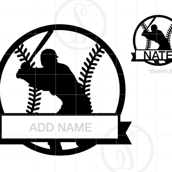 Baseball Name Frame SVG | Baseball Silhouette Download Cut File Monogram | Baseball Svg Jpg Eps Pdf Png Dxf Download SC1911