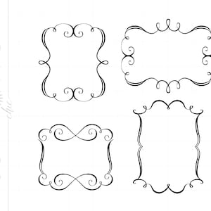 SVG Clipart Borders Dxf Eps Jpeg | Doodle Frames Cut File Clipart Downloads | Silhouette Border Art SC227