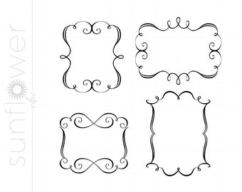 SVG Clipart Borders Dxf Eps Jpeg | Doodle Frames Cut File Clipart Downloads | Silhouette Border Art SC227