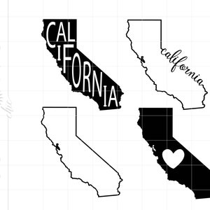 Paquete SVG de California / Archivo SVG de contorno del estado de California / Archivo de corte de silueta de California Cricut Svg Jpg Pdf Png Dxf Descargar SC2257