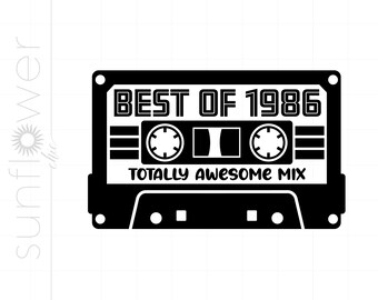 Lo mejor de 1986 Cinta de casete SVG Descargar / 1986 Cumpleaños SVG / Vintage 1986 Cortar archivo Cricut / 1986 Vector Svg Jpg Pdf Png Descargar SC2859