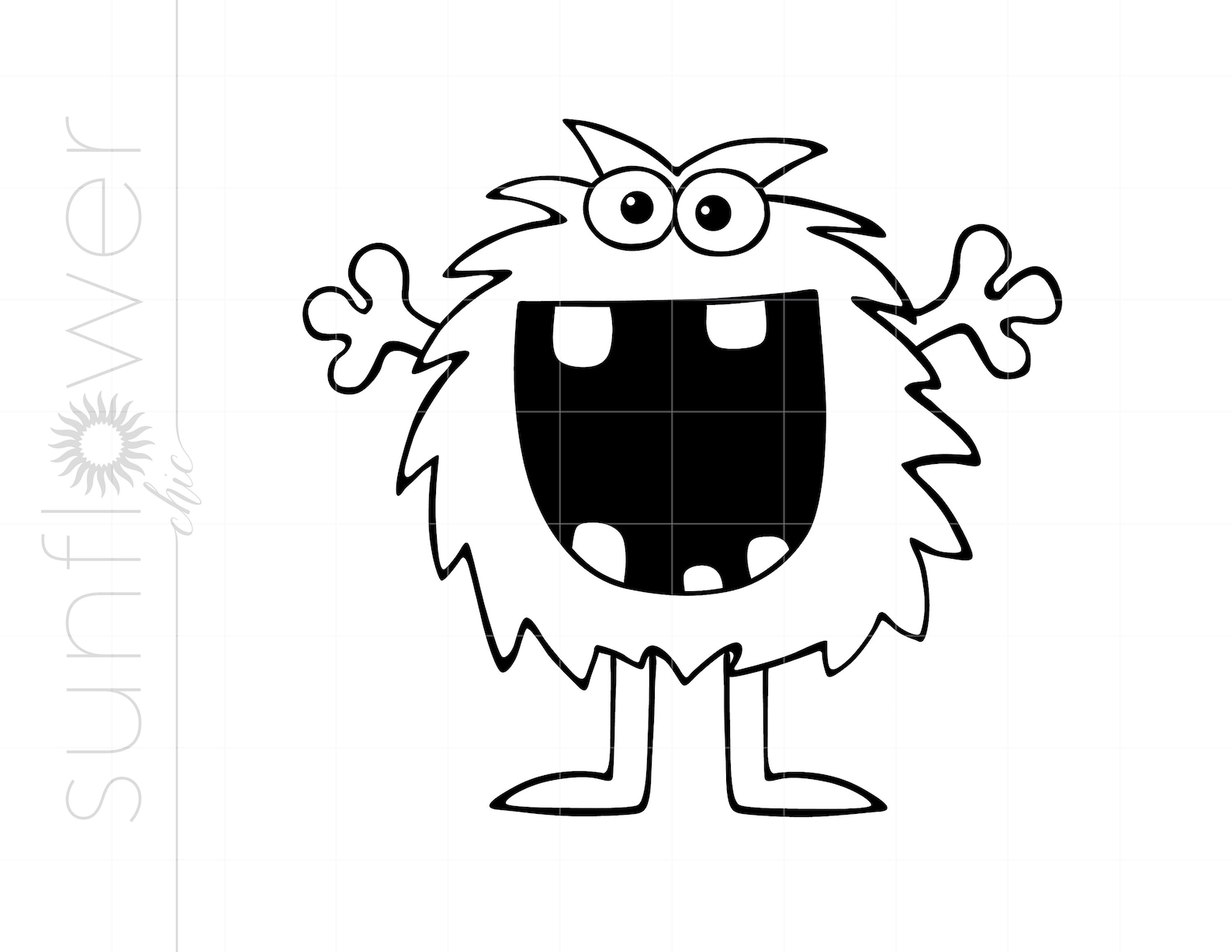 Monster Svg Monster Outline SVG Halloween Monster SVG Etsy