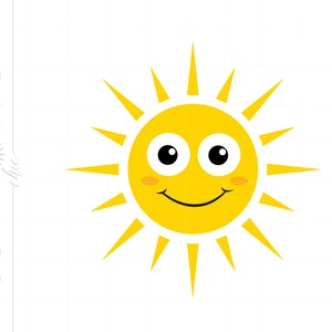 Smile Face Sun SVG Clipart | Sonne Silhouette Plotterdatei | Vektor Sonnenschein Svg Jpg Eps Pdf Png Dxf Download SC1276