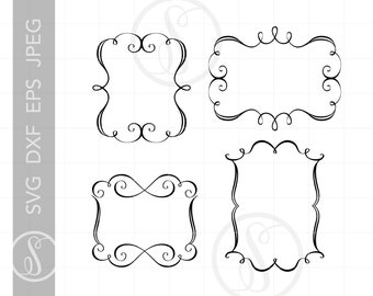 SVG Clipart Borders Dxf Eps Jpeg | Doodle Frames Cut File Clipart Downloads | Silhouette Border Art SC227