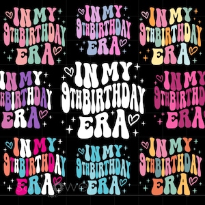 Dans mon 9e anniversaire époque Svg Bundle, 9e anniversaire T Shirt Sublimation Art, Cricut Silhouette Svg Png, téléchargement immédiat SC3817