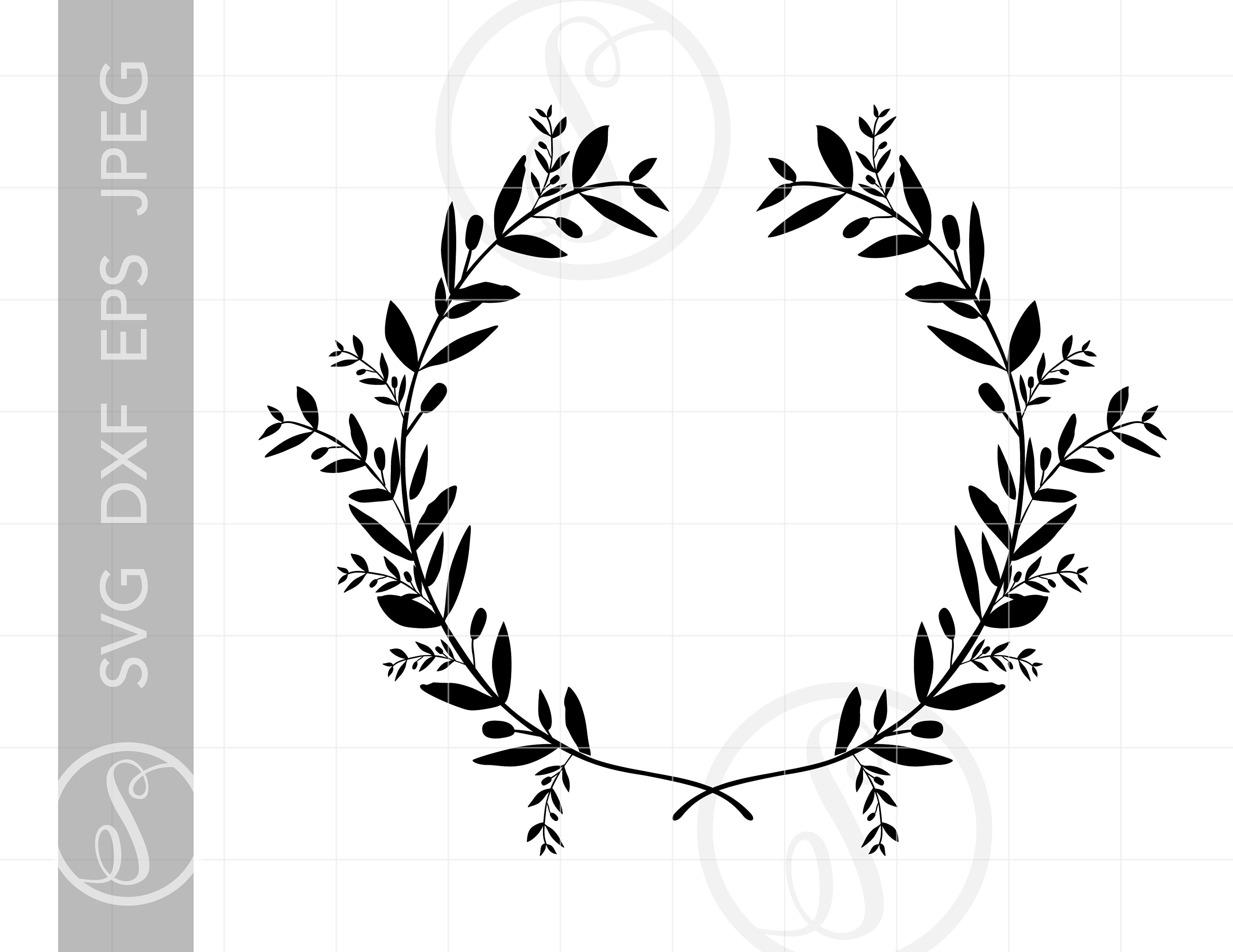 Laurel Wreath SVG Laurel Wreath Clipart Laurel Wreath Silhouette Cut File L...