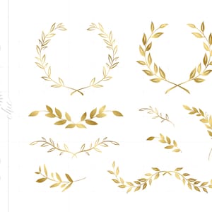 Gold Laurels SVG Clip Art Dxf Eps Jpeg | Gold Filigree Accents Svg Cut File Clipart Downloads | Laurel Filigree Svg Clipart SC466G