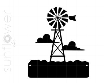 Windmill Sign Template SVG Cut File | Windmill Silhouette Download | Windmill Cricut Svg Eps Pdf Jpg Png SC1818