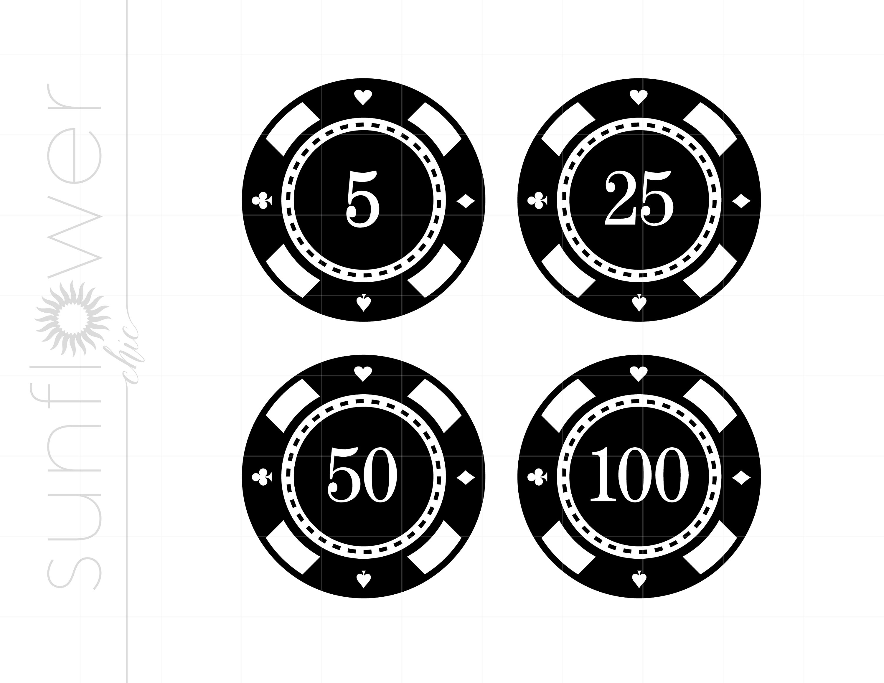 Poker Chips Poker Chip Poker Chips Silhouette Etsy