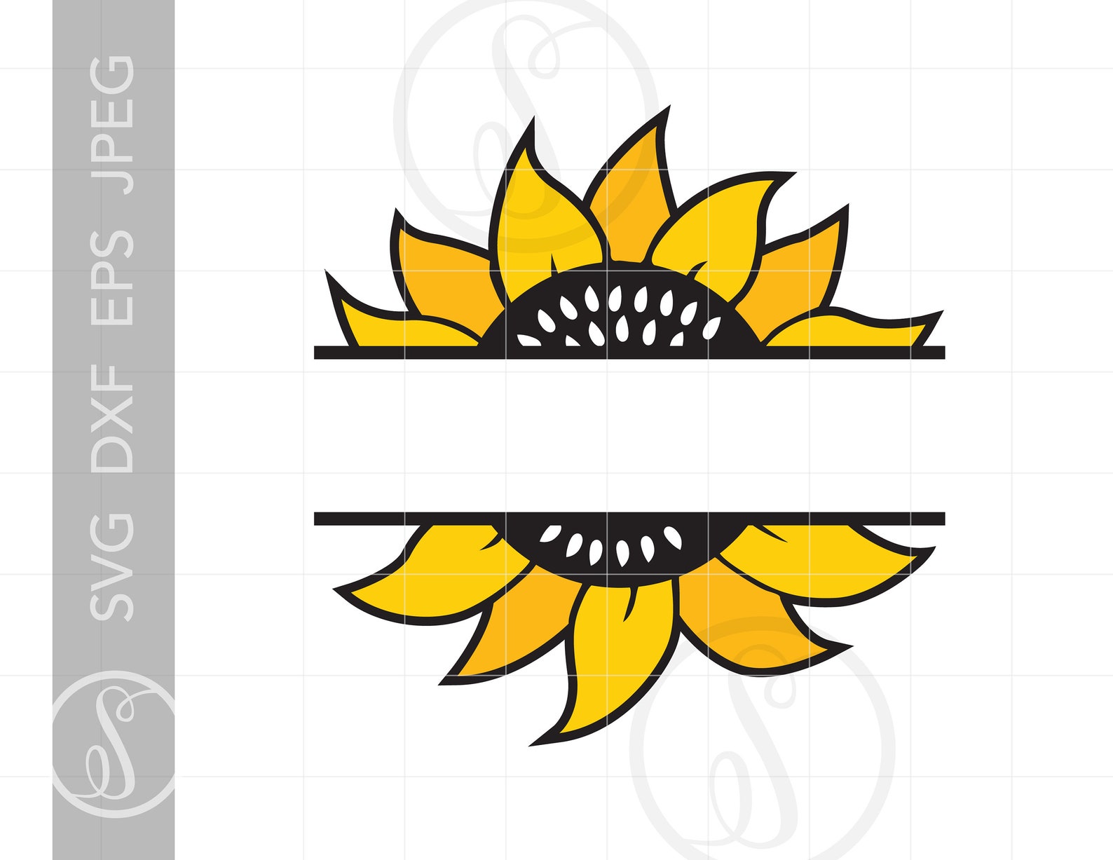 Split Sunflower SVG Split Sunflower Silhouette Cut File - Etsy