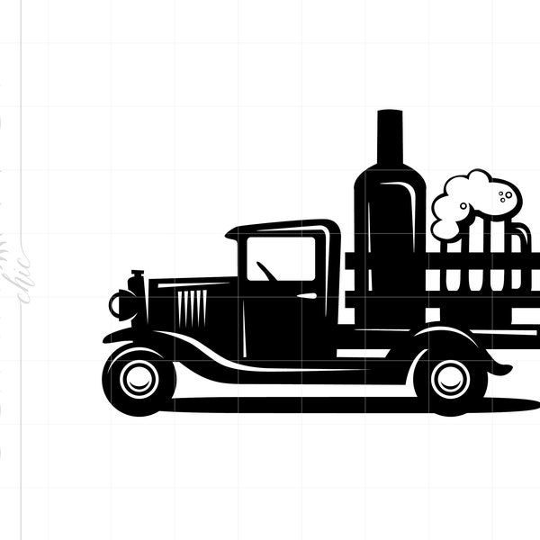 Prohibition Bootlegger Truck Svg | Beer Liquor Truck Svg | Prohibition Speakeasy Svg  | Gatsby Art Deco Roaring 20s Cricut Downloads SC2719