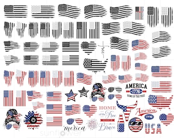 American Flag Svg | Patriotic Svg Bundle | Distressed US Flag Svg | 4th of July Svg Cut Files T Shirt Printable Cricut Silhouette SC2556