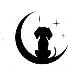 Dog Moon SVG | Dog Moon Clipart | Dog Moon Silhouette Cut File | Vector Dog Moon Svg Jpg Eps Pdf Png Dxf Downloads SC1487