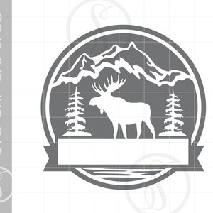 Moose Name Frame SVG | Moose Silhouette Download Cut File Monogram | Moose Svg Jpg Eps Pdf Png Dxf Download SC1907