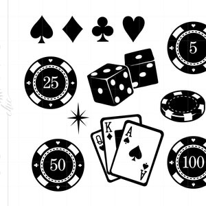 CASINO Clip Art Svg Cut Files Clipart Downloads | Poker Clipart Svg Dxf Pdf Silhouette Art | Casino Icons Svg Clipart SC480